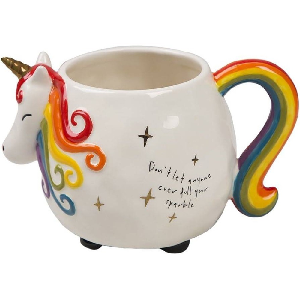 Natural Life Large Ceramic Unicorn Mug 16 oz 3D Rainbow Unicorn Cup with Handle